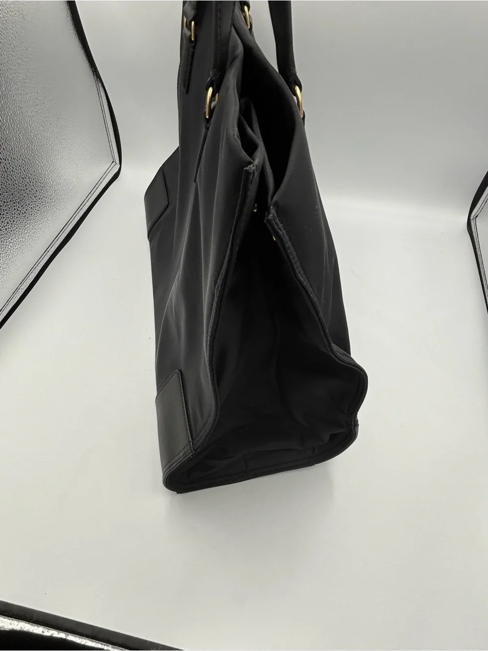 Tory Burch Black Nylon Tote with Gold Hardware